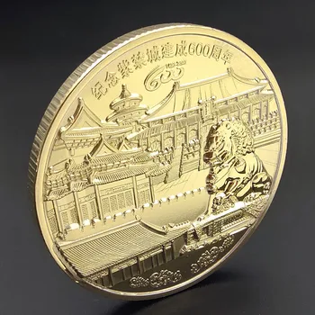 Úľavu Zlata, Striebra, Medi Odznak 600. Výročie Zakázané Mesto Cisársky Palác Pekingu Pamätné Mince