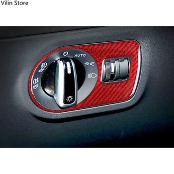 Červená karbónová Auto Svetlometu Ovládací Panel Úprava Krytu Výbava Pásy Samolepky Pre Audi TT 08 Auto Interiérové Doplnky