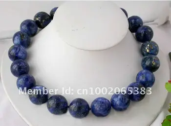 Ženské 18 mm modrá prírody kolo lapis lazuli perličiek náhrdelník